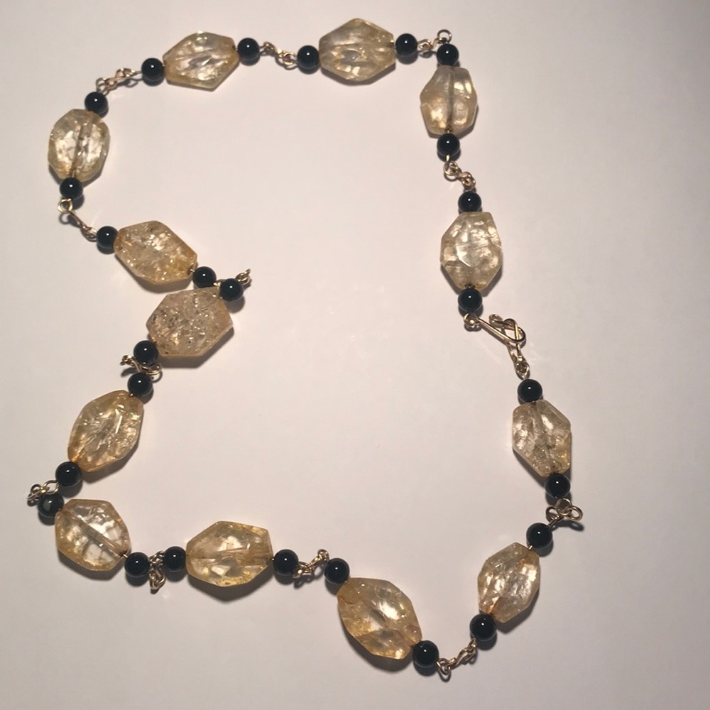 Artisan quartz  and onyx necklace